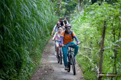 Bali Rocky cycling tour - Kintamani Highland Breakfast with Mt. Batur and Lake Batur Views