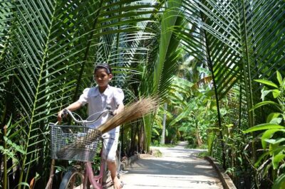 Cycling Mekong Delta Ben Tre 2days - The canal-side ride: fruit orchards, water paths, and village life at bike speed