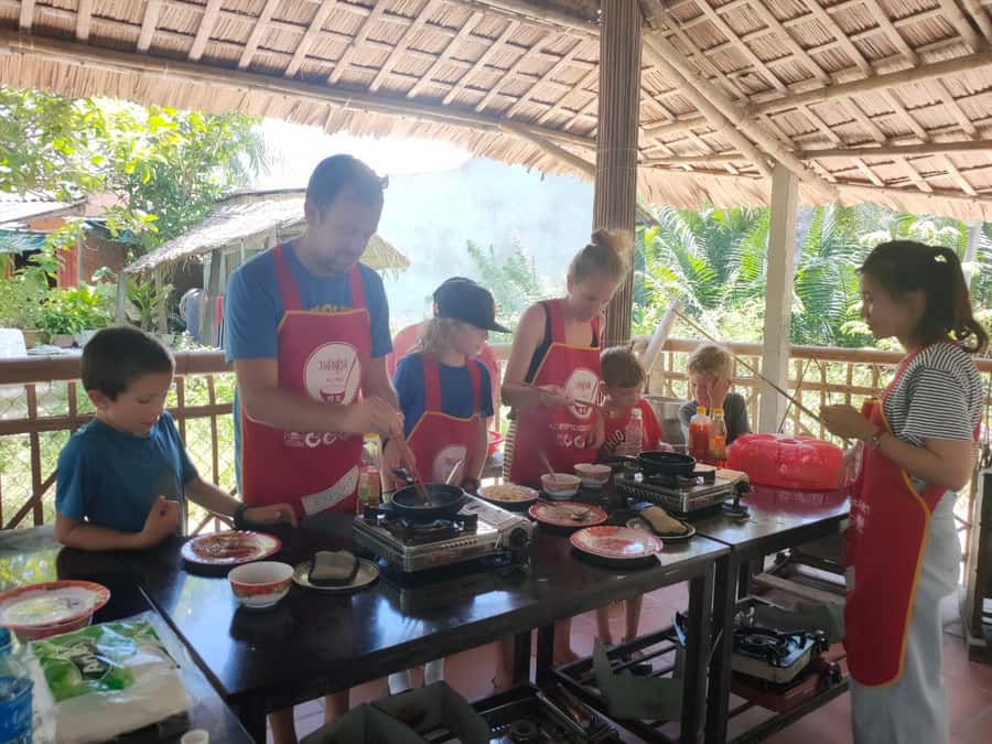 Cycling, Water Buffalo Riding, Traditional Farming Life - Lunch at a Local Home: Rice Milk and Banh Xeo You Actually Make