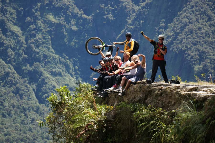 La Paz: Mountain Bike Down the World's Most Dangerous Road - First big drop: asphalt switchbacks, llamas, alpacas, and photo breaks