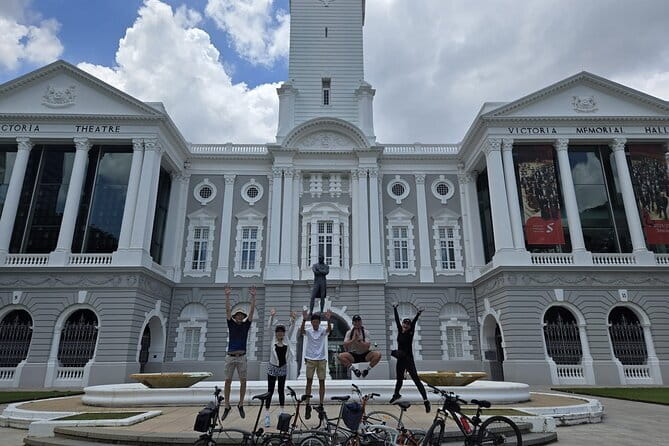 Singapore Cycling Tour - Rail Corridor, Civic District, & Food! - Raffles Landing Site, Victoria Theatre, Padang, and Merlion Park