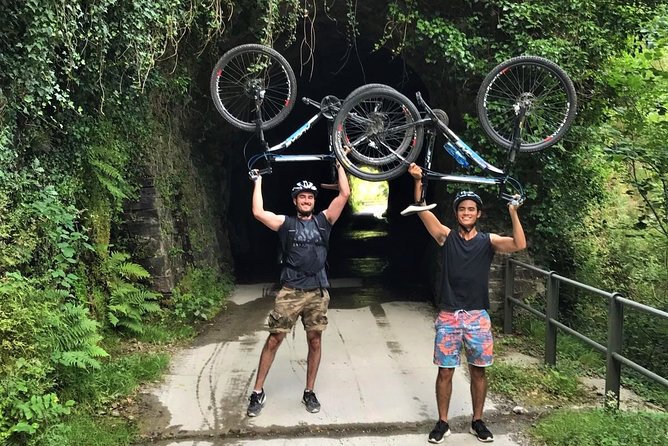 The Train Track Trail Mountain Bike Ride - Private experience - The finish: cool off in the river, then slow down for Basque food